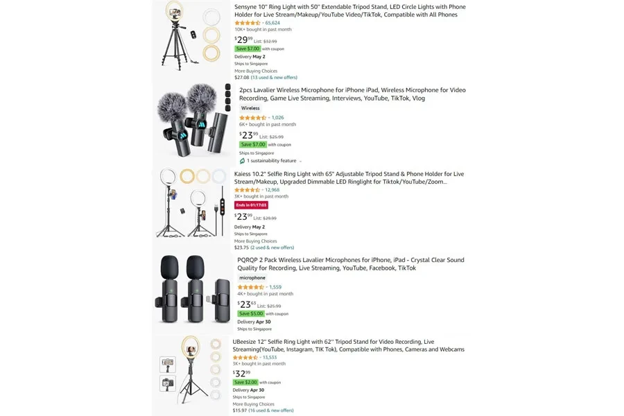 top-selling live streaming equipments