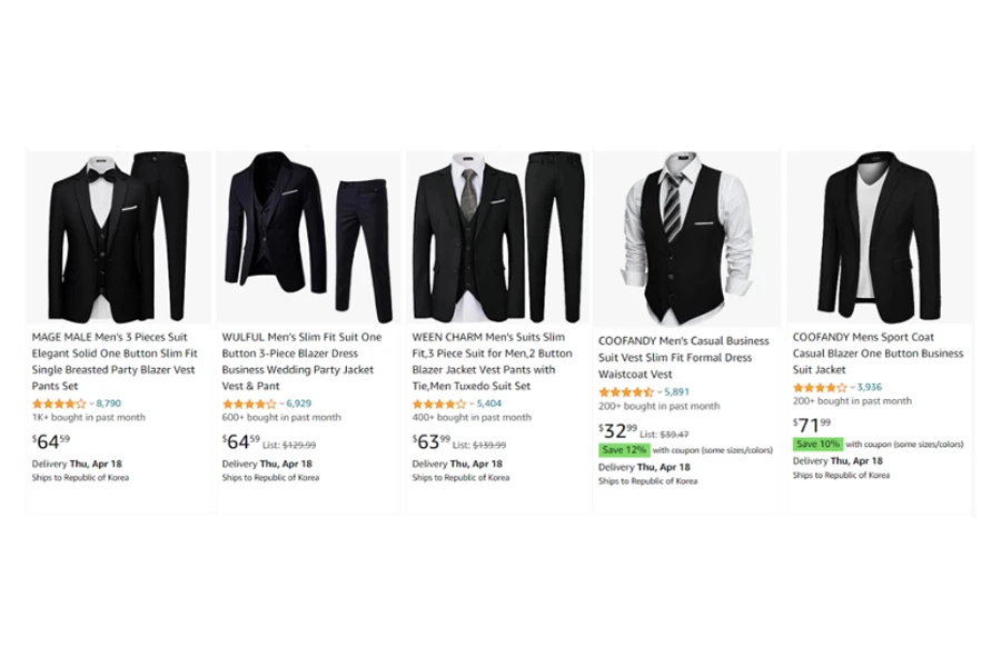 top-selling men's suits