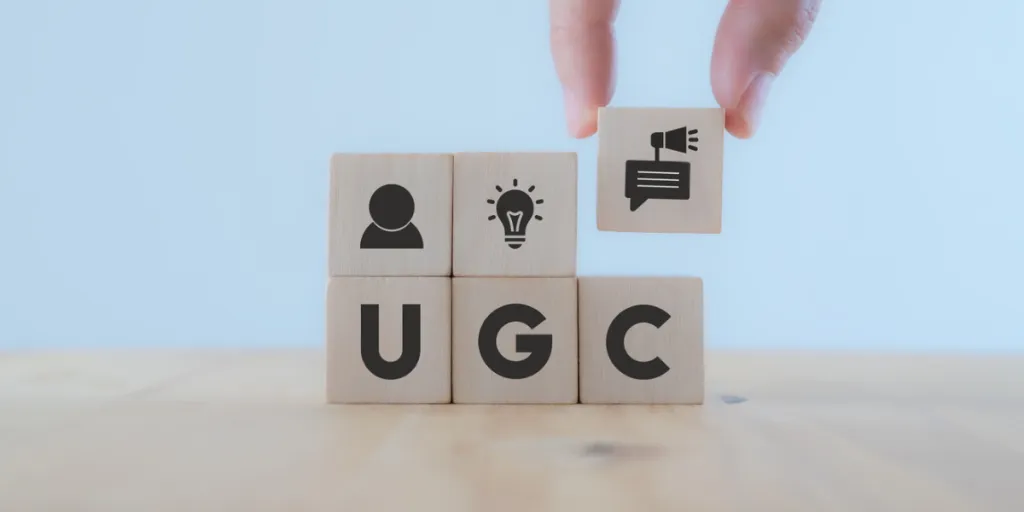 UGC escrito em blocos para conteúdo gerado pelo usuário