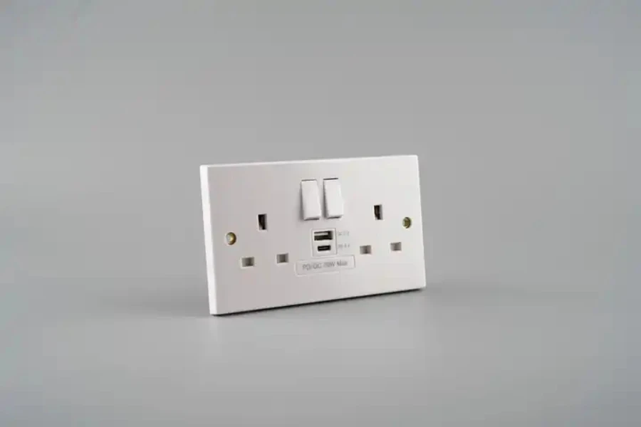 Soquete de interruptor duplo USB Tipo C e Tipo A