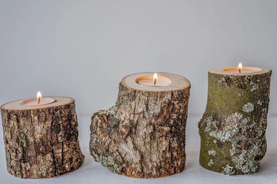 wood candle holders.