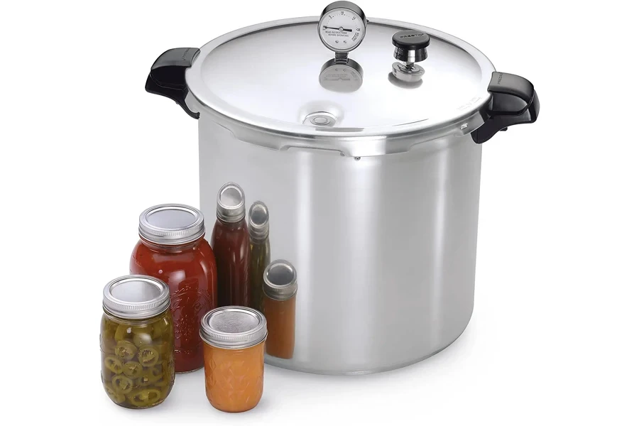 24-quart. stovetop aluminum alloy pressure cooker with lid timer