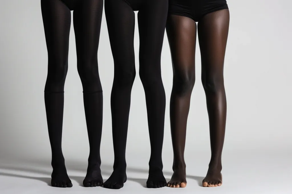 3 black women tights with different leg length