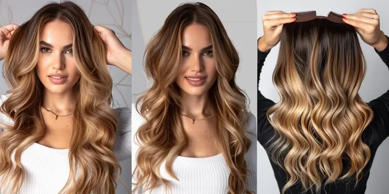 3 piece hair extensions, blonde and brown ombre