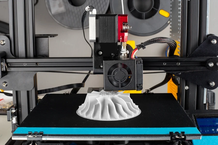 3D printer printing a compressor wheel for turbo charger