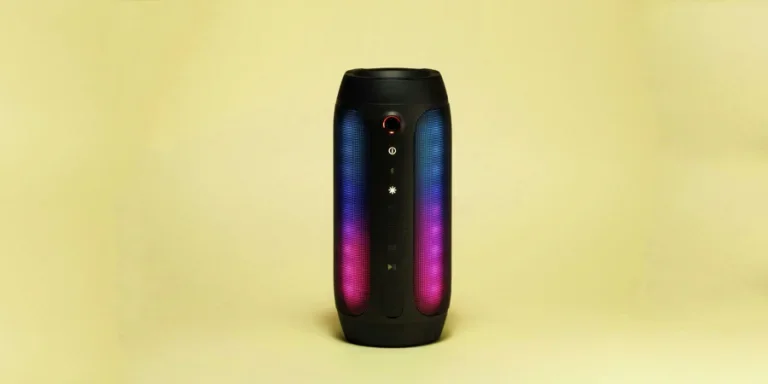 A Black Speaker With Colorful Lights on It
