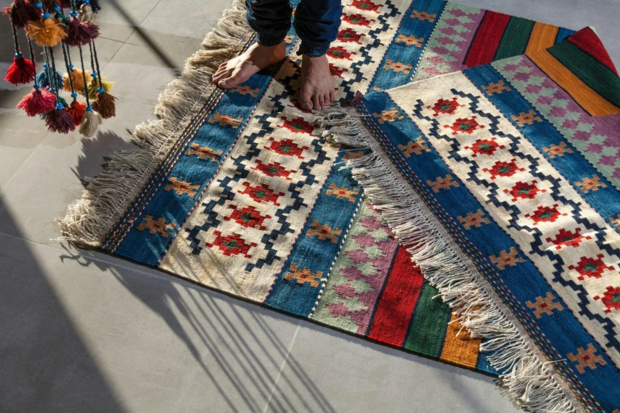 A Colorful Rug With a Tassel
