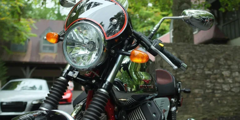 A Parked Motorcycle on the Roadside
