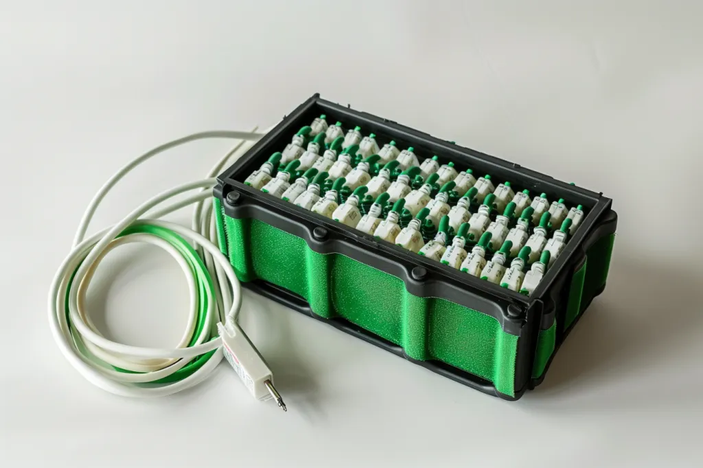 A battery pack with six rows of sparks