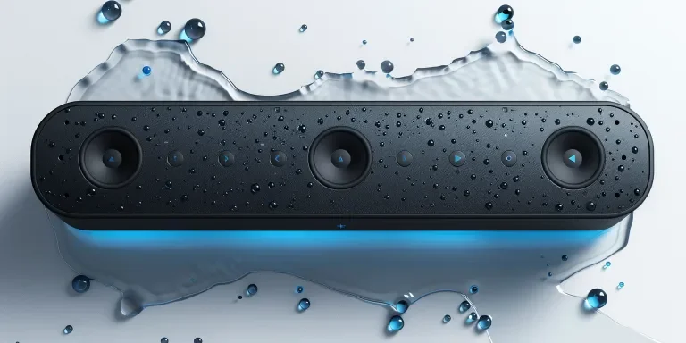 A black and blue wireless speaker