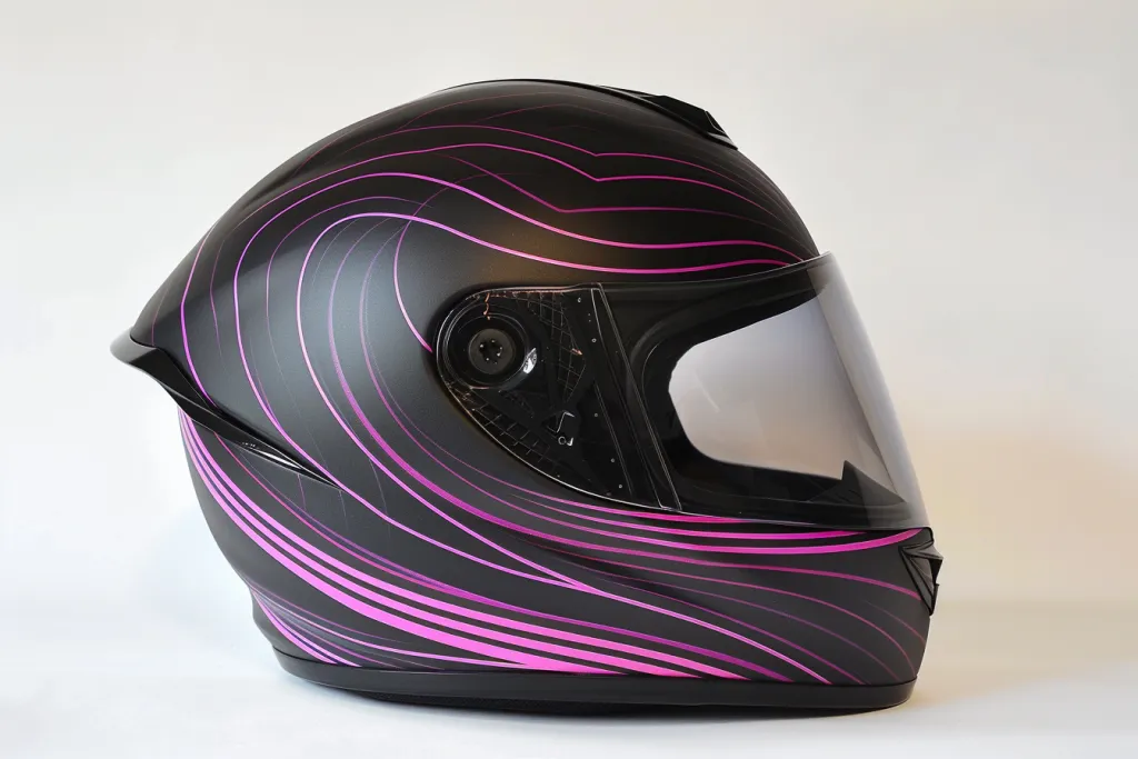 A black matte motorcycle helmet
