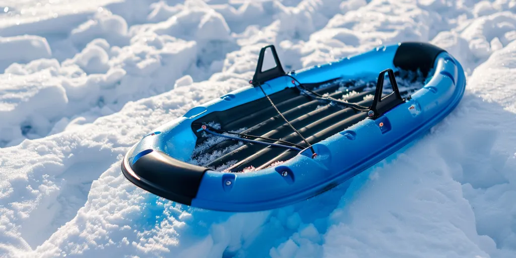 A blue plastic sled