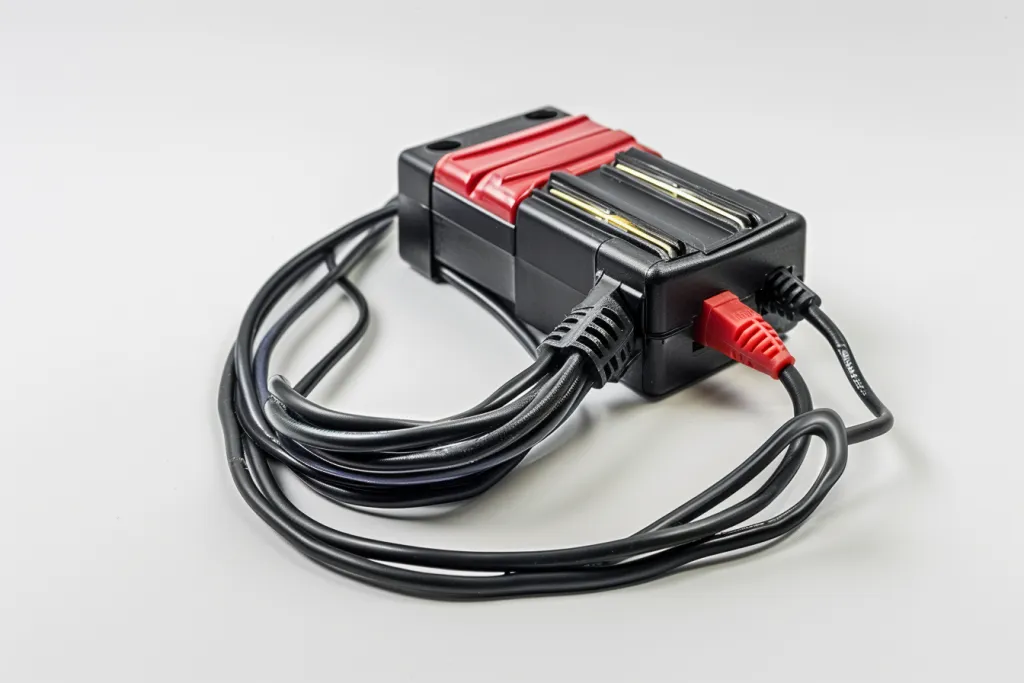 A car battery charger with two wires