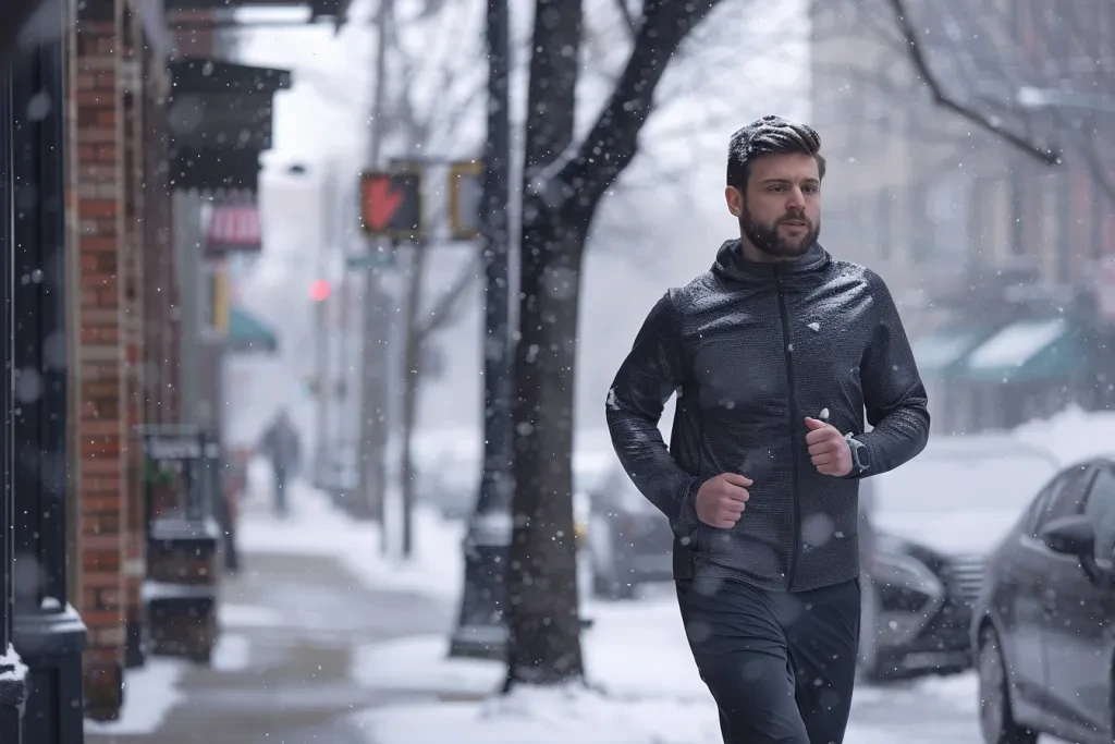 A man in his late thirties, with an athletic build and short brown hair