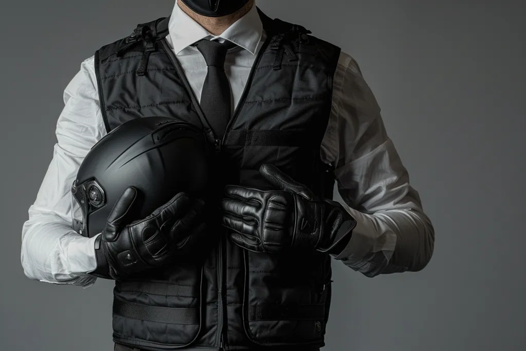 A man wearing a black vest