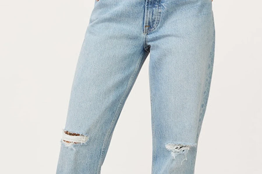 A pair of 90s straight jeans on a white background