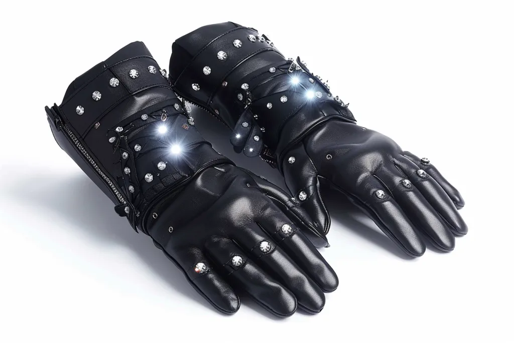 A pair of black snow riding gloves