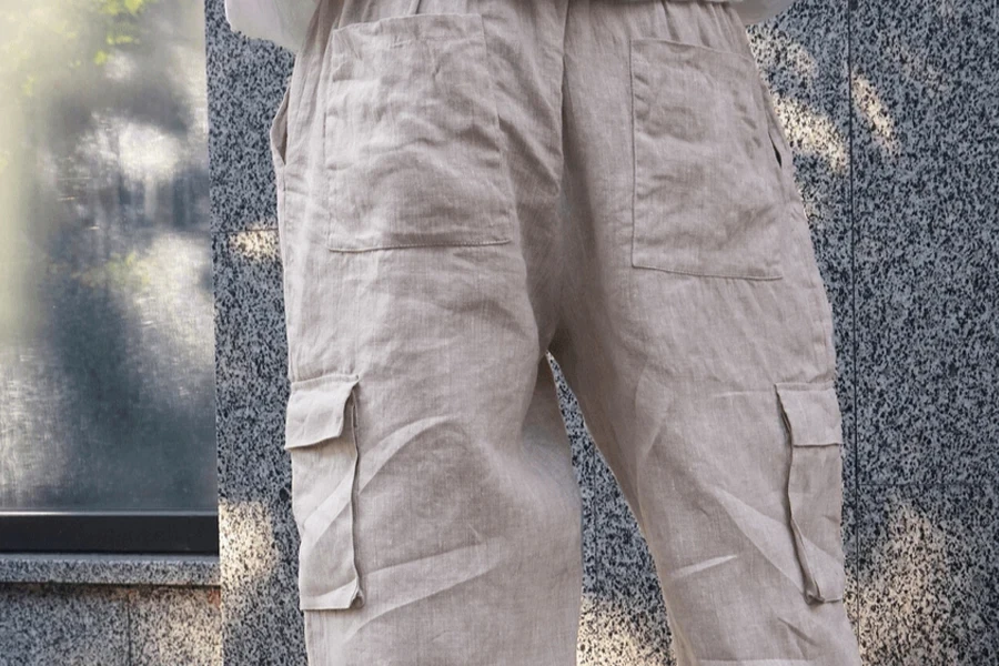 A pair of comfy linen cargo pants