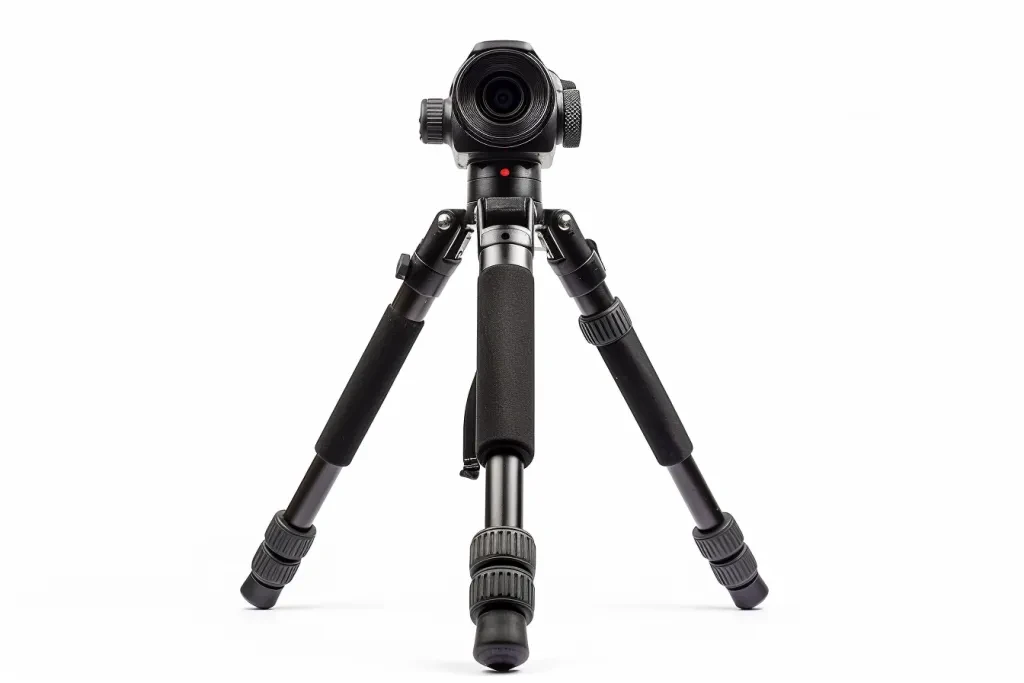 A photo of a tripod on a white background