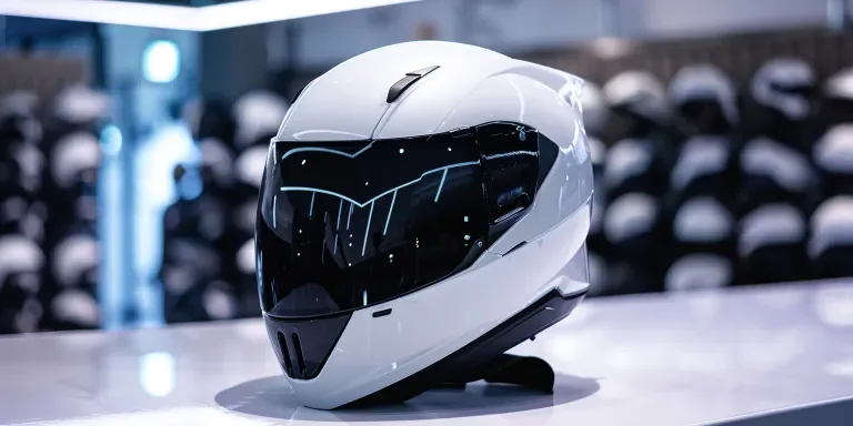 A photo of an all-white helmet with a black visor