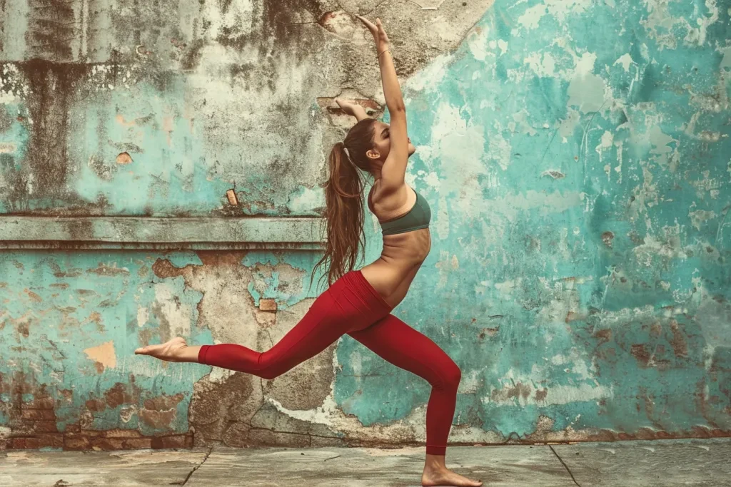 A photo of an attractive woman doing yoga