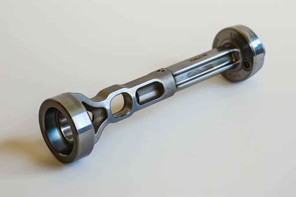 A photo of an engine connecting rod against a simple white background with high resolution