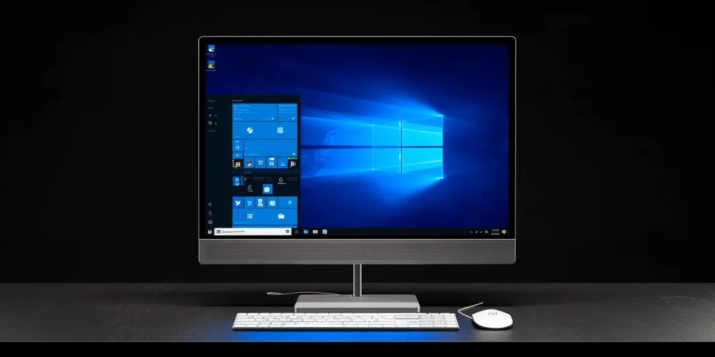 A photograph shows an all-in-one desktop computer