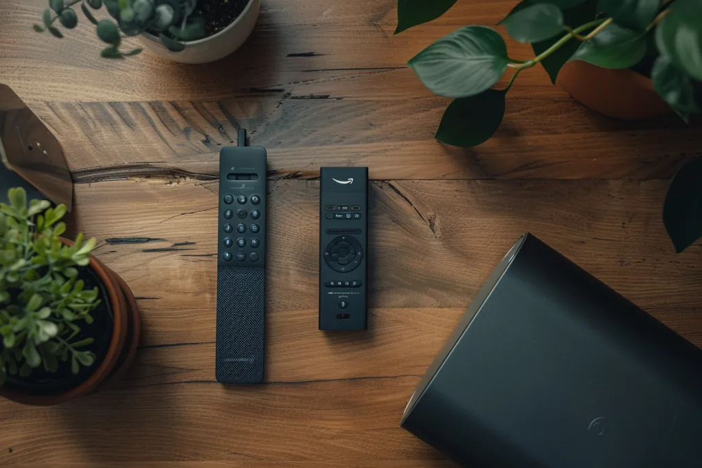 A remote control and a Fire Stick were on the table