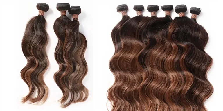 A set of brown hair extensions with long