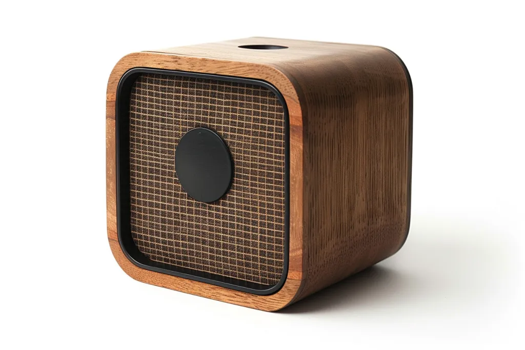A small speaker made of wood