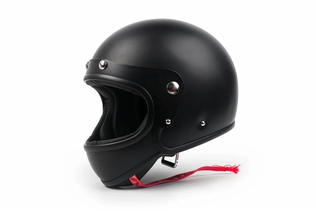 A ultra realistic black half helmet with an open face