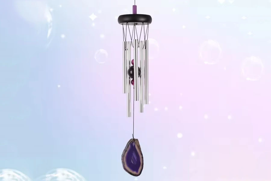 Agate and metal wind chime