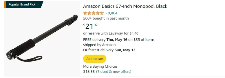 Amazon Basics 67-Inch Monopod