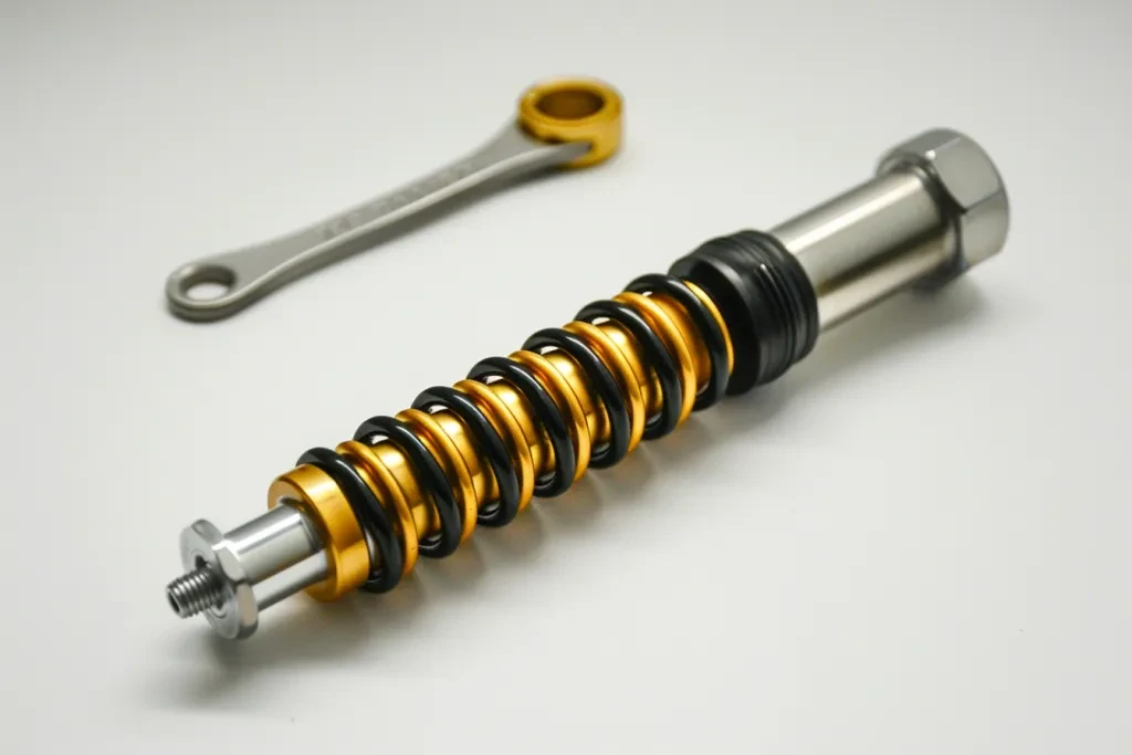 An aluminum shaky shock with gold finish