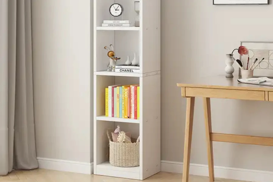 Basic single-column wooden bookcase or display unit