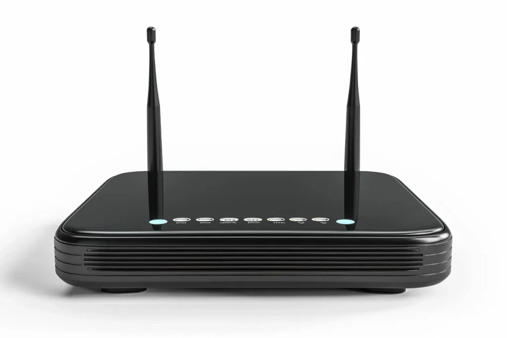 Black front view of an advanced home router