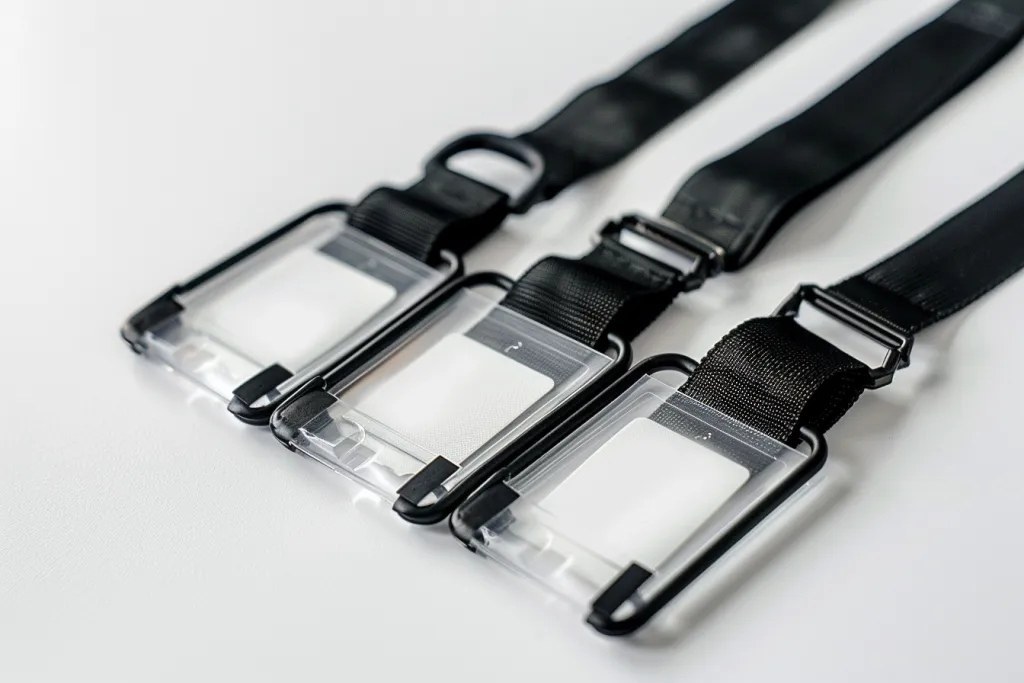 Black lanyard with clear card holder for id