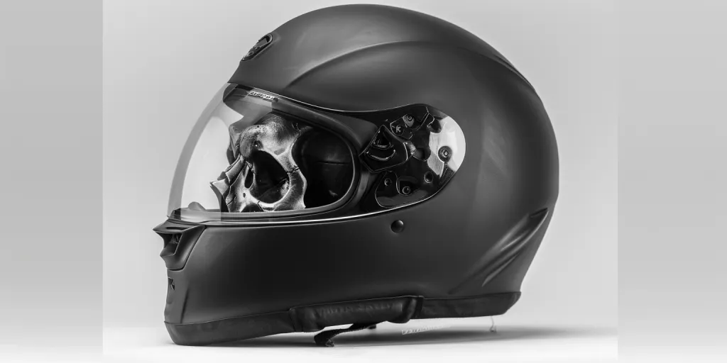 Black matte skull helmet with clear visor