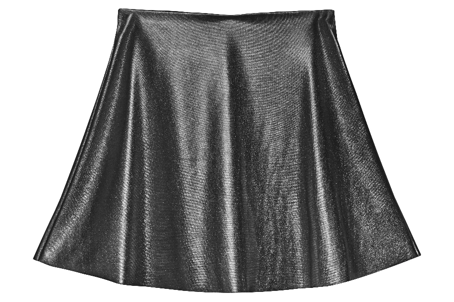 Black shiny mini skirt isolated on white