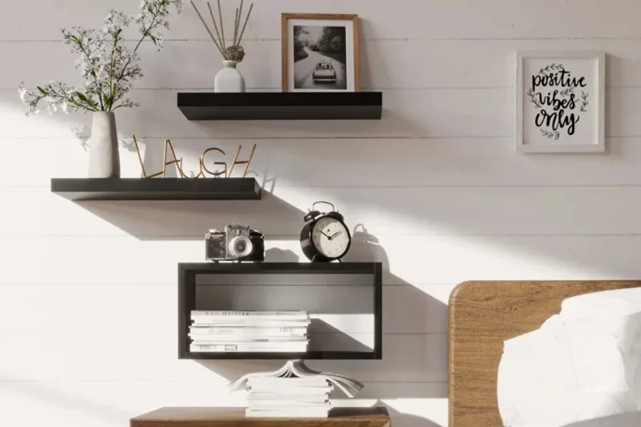 Black three-piece wall organizer set for the bedroom