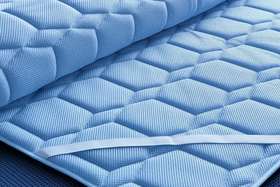 Blue quilted pressure release latex mattress topper