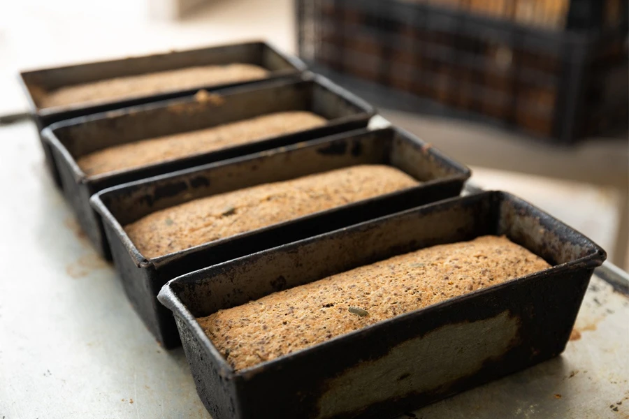 Bread baked in loaf pans