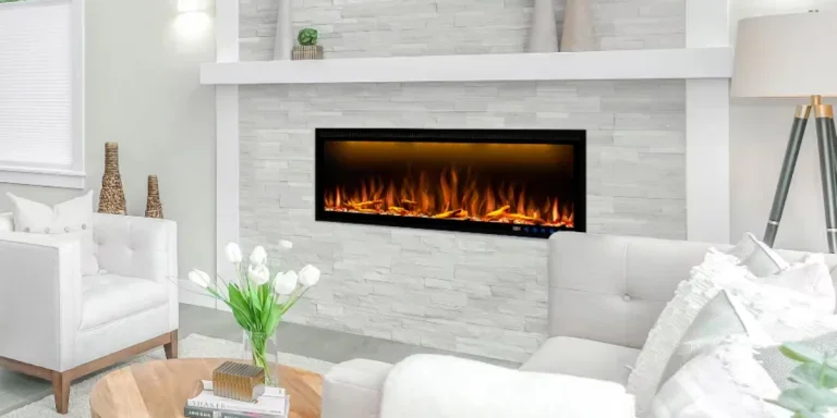 Built-in electric heater with artificial flames and remote control
