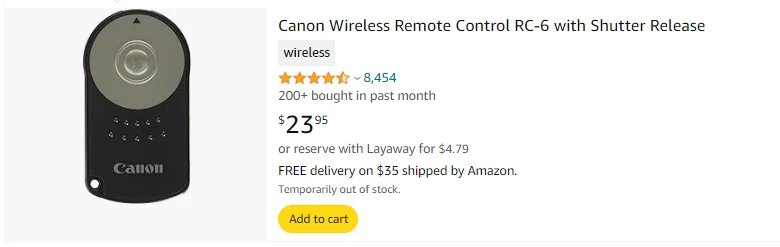 Canon Wireless Remote Control RC-6