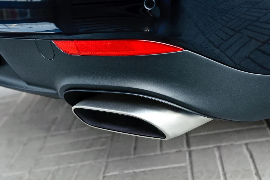 Close up of a car dual exhaust pipe