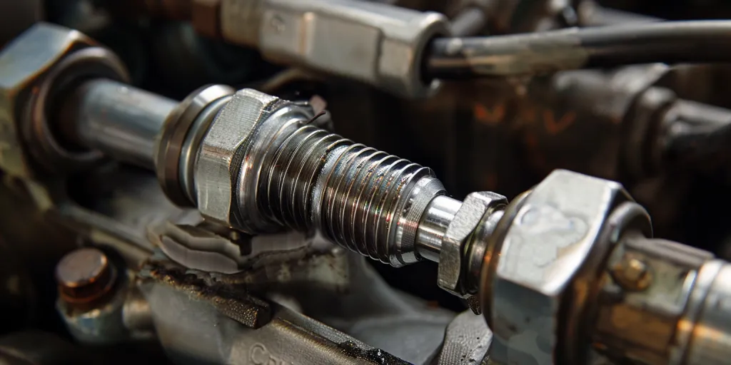 Closeup of spark plug on car engine