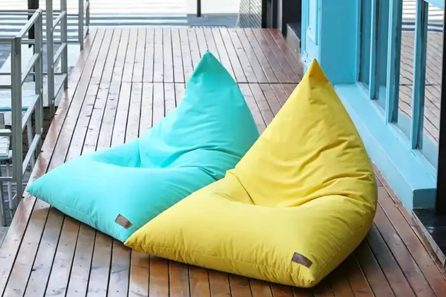 Colorful triangular-shaped outdoor waterproof bean bags