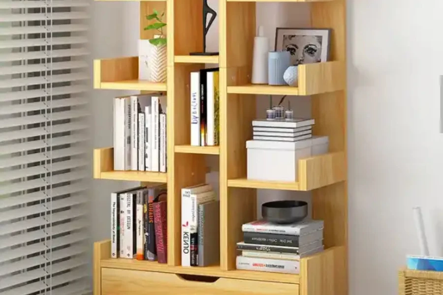 Contemporary-style, multifunctional wooden bookcase