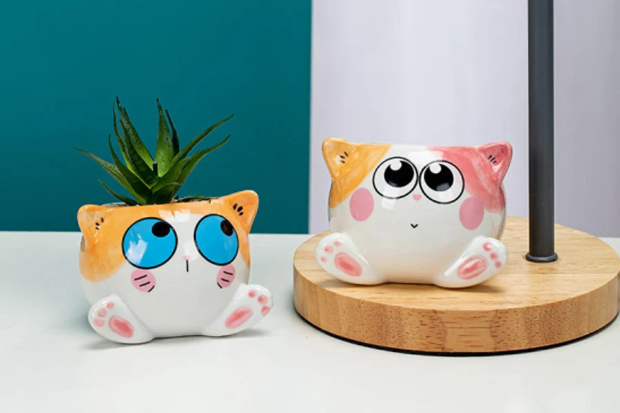 Cute Cat Ceramic Flower Pot