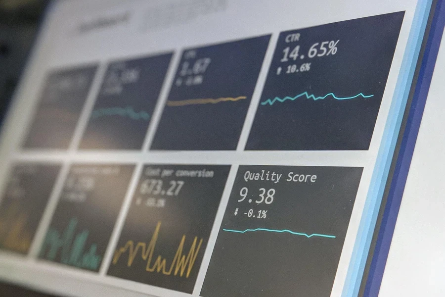 Data displayed on a dashboard